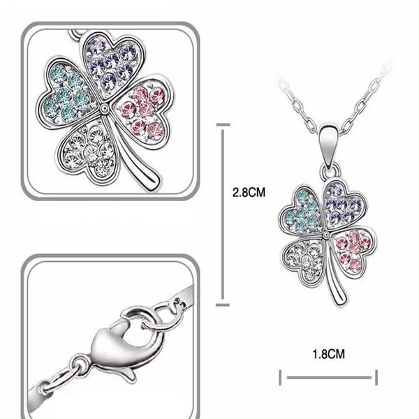 CRAZY PRICE! Pretty Pink Crystal 4 Leaf Clover Pendant and Chain Carousel 2