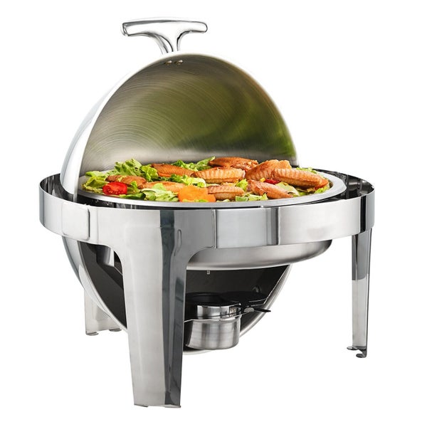 New 2-Pack Round Roll Top Chafing Dish Set with Full-Size 6Qt Pan Fuel Holder Carousel 12