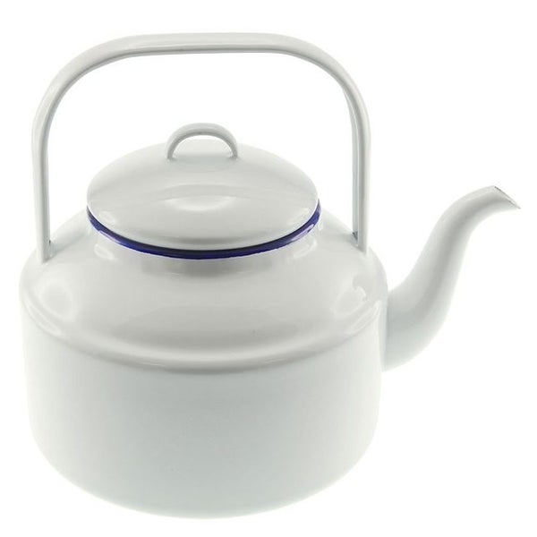 Country Vintage Style Falcon Enamel White with Blue Kettle 2 Litre Carousel 1