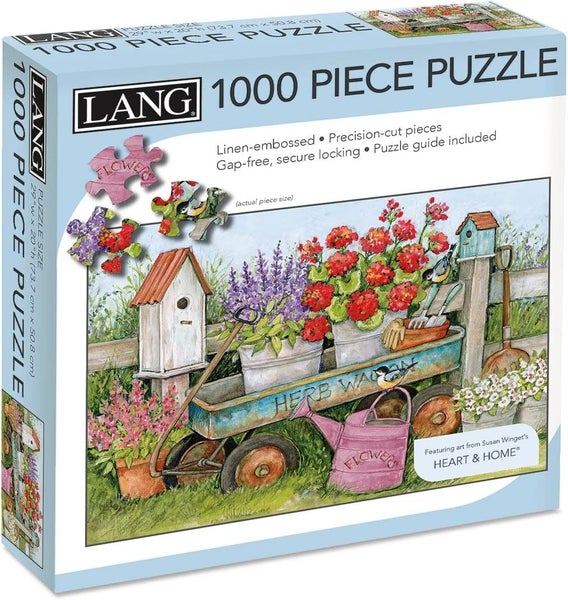 Lang Jigsaw Puzzle 1000 Piece Blue Wagon Linen Embossed Carousel 1