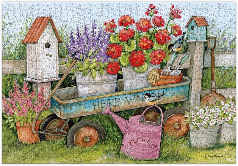 Lang Jigsaw Puzzle 1000 Piece Blue Wagon Linen Embossed Carousel 3