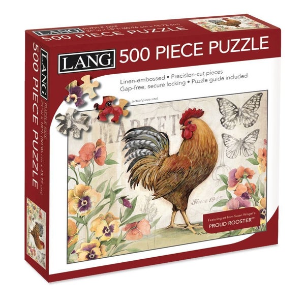 Lang Jigsaw Puzzle 500 Piece Proud Rooster Linen Embossed Carousel 1