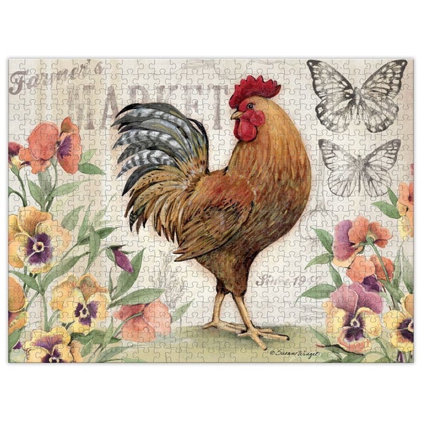 Lang Jigsaw Puzzle 500 Piece Proud Rooster Linen Embossed Carousel 3