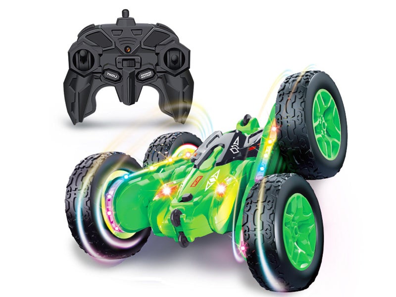 Electric RC Car LED 360 Degree Rotating Car Toy Tumbling Stunt Vehicle Toy Green Carousel 1