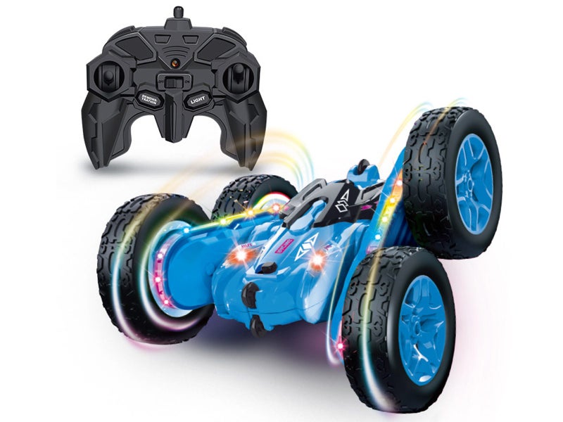 Electric RC Car LED 360 Degree Rotating Car Toy Tumbling Stunt Vehicle Toy Blue Carousel 1