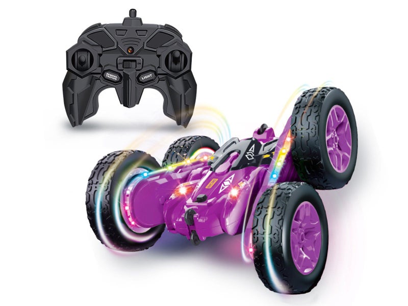 Electric RC Car LED 360 Degree Rotating Car Toy Tumble Stunt Vehicle Toy Purple Carousel 1