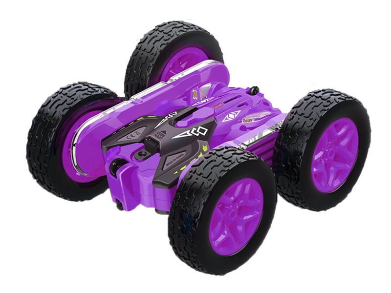 Electric RC Car LED 360 Degree Rotating Car Toy Tumble Stunt Vehicle Toy Purple Carousel 3