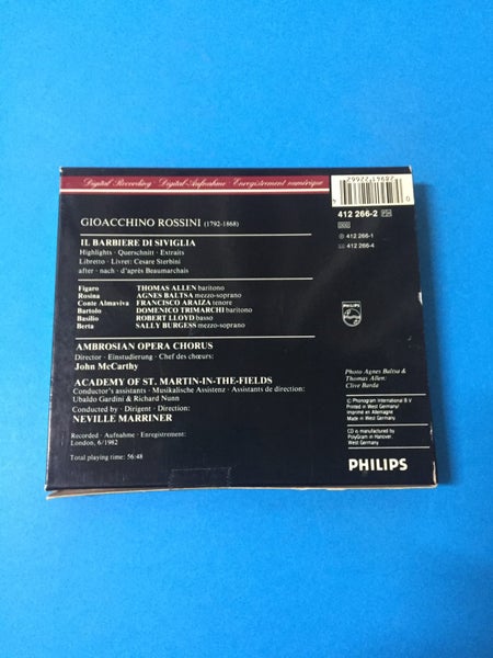 Rossini: A Barbiere Di Siviglia, Allen, Baltsa, Araiza (Philips) (CD) Carousel 2