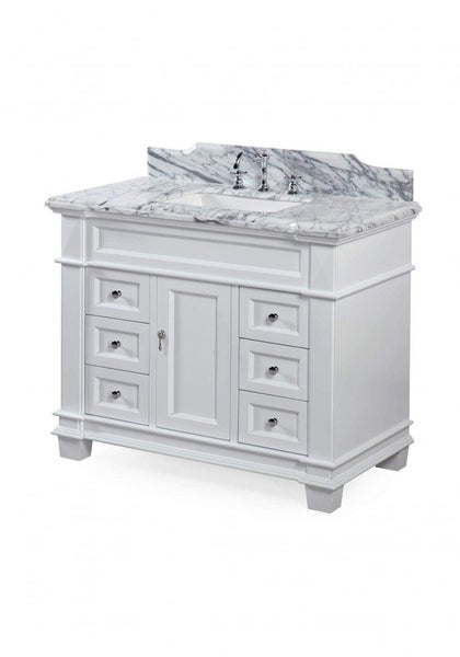 Millie Single Vanity W107cm - Natural Carrara Marble Top *35% OFF* Carousel 1