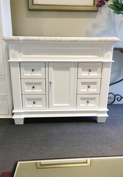 Millie Single Vanity W107cm - Natural Carrara Marble Top *35% OFF* Carousel 2