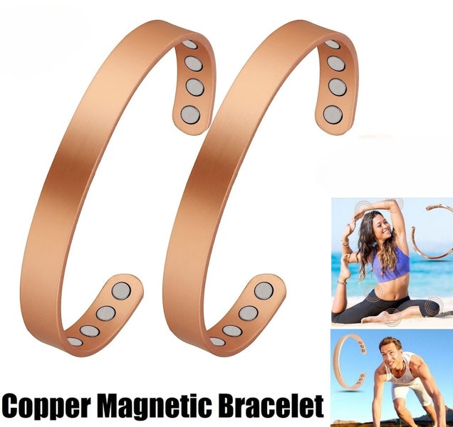2x Copper Magnetic Bracelet Arthritis Pain Energy MEN WOMEN ADJUSTABLE CUFF Carousel 1