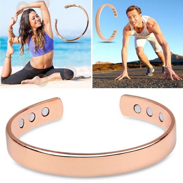 2x Copper Magnetic Bracelet Arthritis Pain Energy MEN WOMEN ADJUSTABLE CUFF Carousel 2