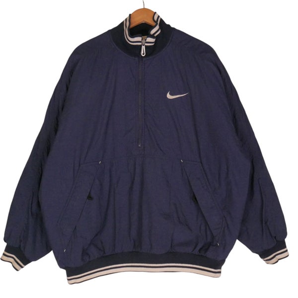 Vintage 90s Nike Rare Center Swoosh Navy Pullover Jacket Large Carousel 2