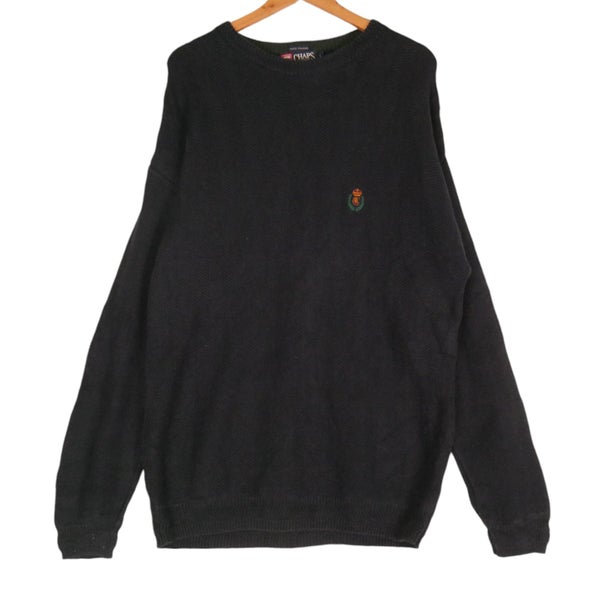 Vintage 90s Ralph Lauren Chaps Navy Knit Sweater Large Carousel 1