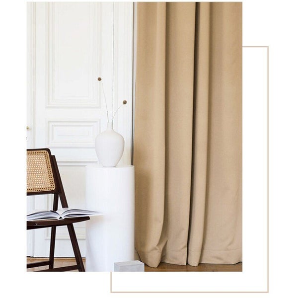 Hod Health And Home 250 Centimetre Beige Velvet Blackout Curtains For Living Roo Carousel 6