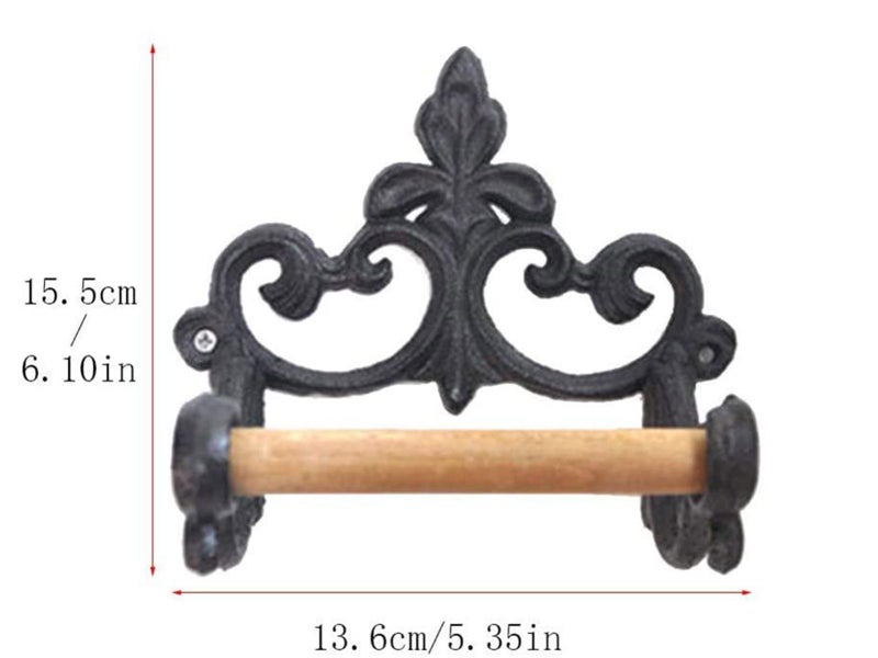 Vintage Toilet Paper Holder and Towel Ring Set Cast Iron Carousel 15