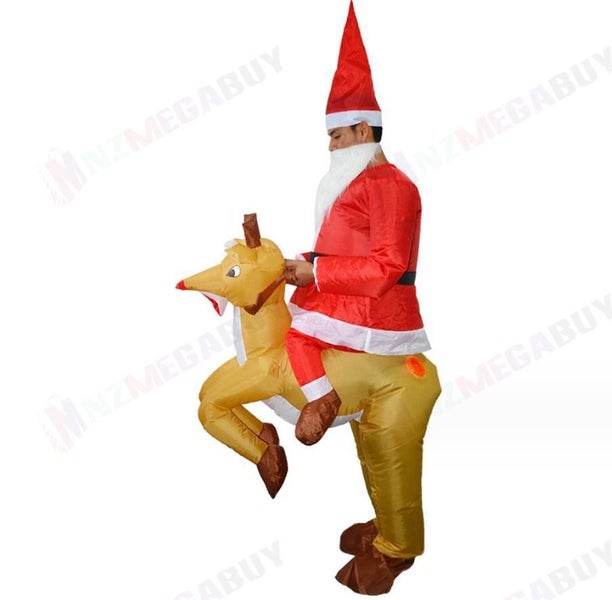 Santa Claus Ride On Deer Inflatable Costume for Christmas Carousel 2