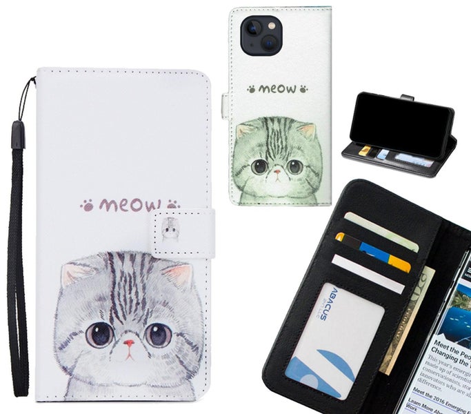 iPhone 13 case 3 card leather wallet case printed ID Carousel 1