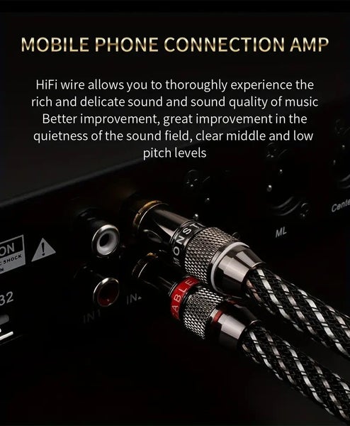 THICK HIFI Stereo RCA Audio Cable 6N OFC 2RCA to 2RCA + Gold Plated Plug 2m Carousel 2
