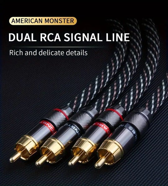 THICK HIFI Stereo RCA Audio Cable 6N OFC 2RCA to 2RCA + Gold Plated Plug 2m Carousel 1
