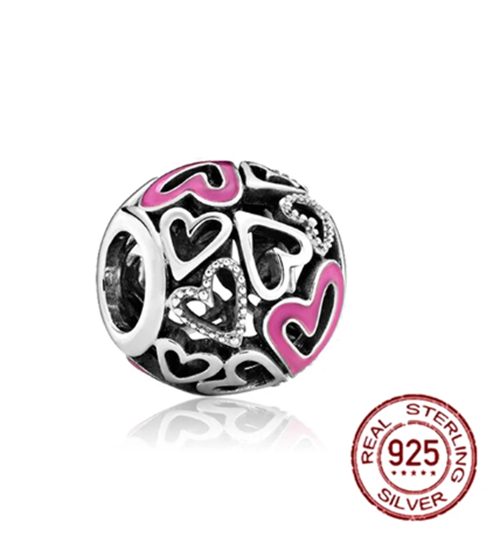 Sterling Silver Cluster of Hearts Charm