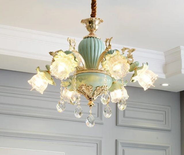 Candelabra Stained Glass Lamp Shade Flower Chandelier French Crystal Chandelier Carousel 1