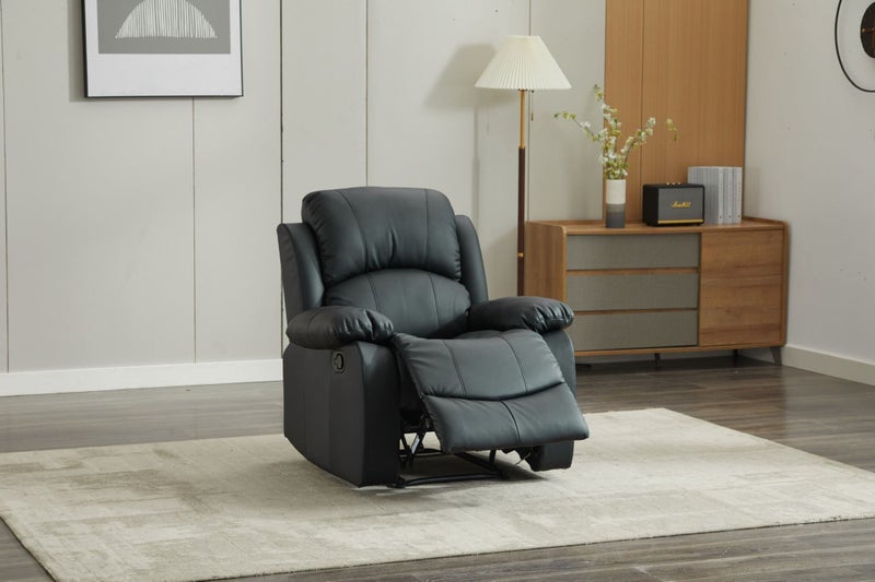 SX Deluxe PU Leather 1 Seater Black Recliner629317174371851115