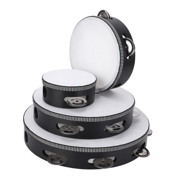 hand held drum 4Pcs Tambourine 4in 6in 8in 10in Double Row Metal Jingles Hand Carousel 2