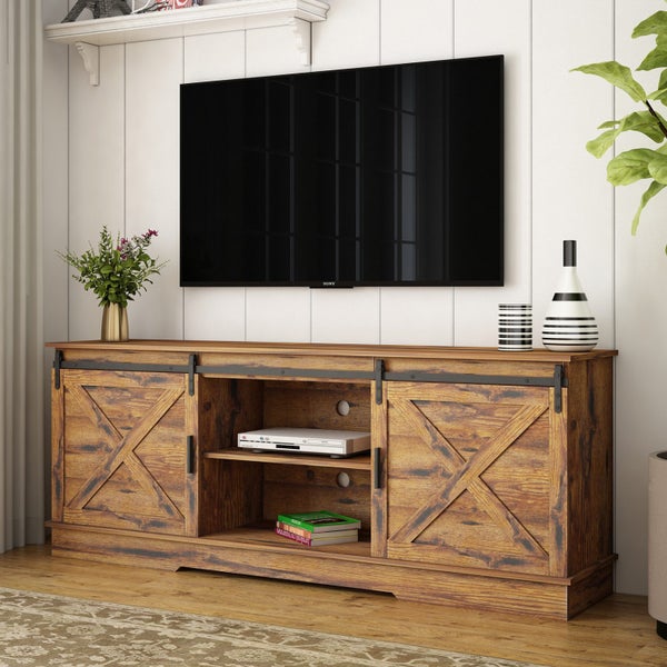 TV Kitchen Console Table Dining Cabinet Stand Farmhouse Entertainment Unit Bench Carousel 1