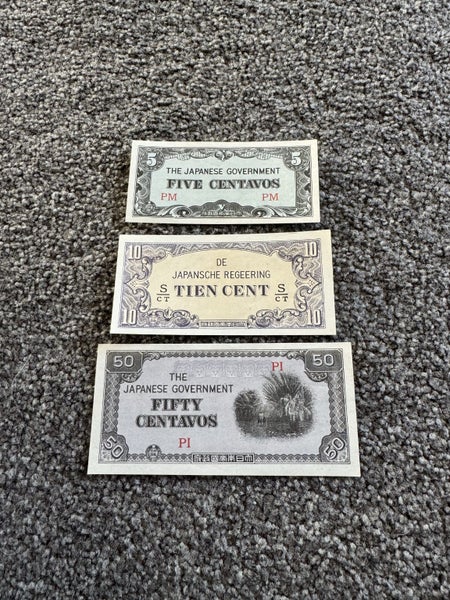 WWII Era 1942 - Japanese Government Occupation 5,10,50 Centavos Carousel 1