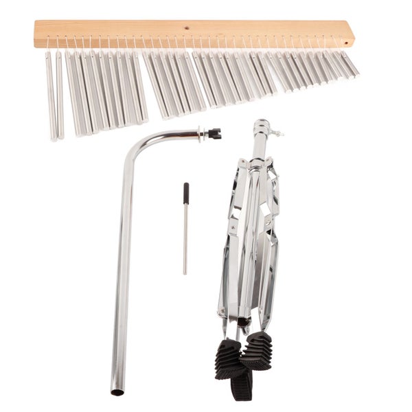 Aluminum Alloy Wind Chime with Wood Base Silver Color and Tripod Stand 36 Tones Carousel 2