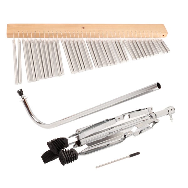 Aluminum Alloy Wind Chime with Wood Base Silver Color and Tripod Stand 36 Tones Carousel 4