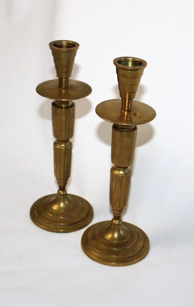 +++ STYLISH BRASS (2) CANDLEHOLDERS +++ Carousel 2