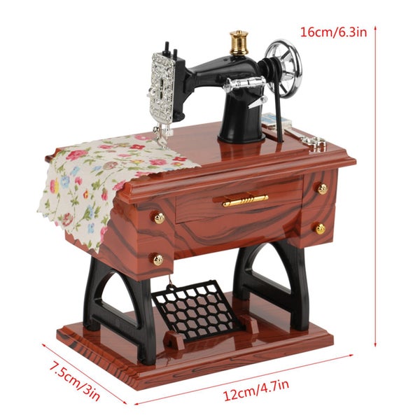 Mini Vintage Creative Retro Sewing Clockwork Music Box Gift Table Decoration Carousel 1