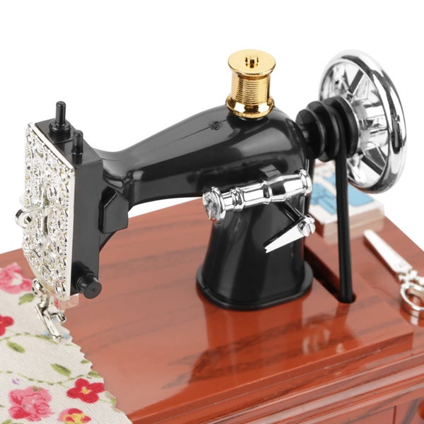 Mini Vintage Creative Retro Sewing Clockwork Music Box Gift Table Decoration Carousel 2