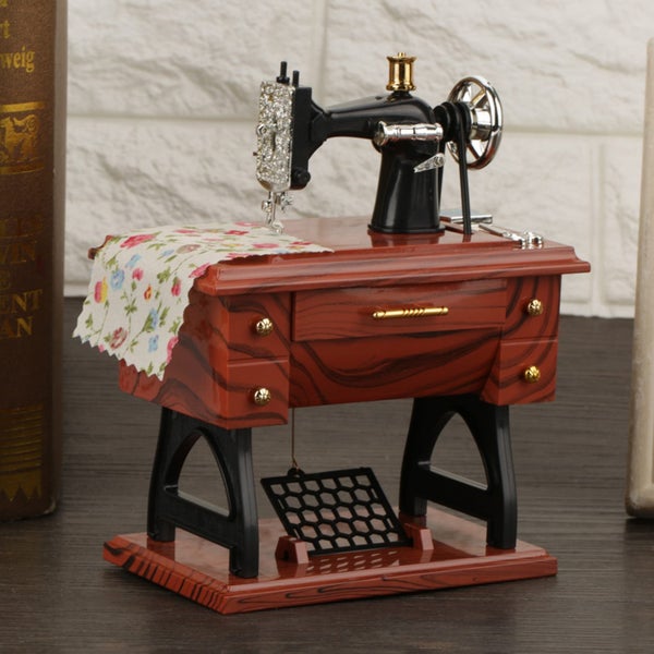 Mini Vintage Creative Retro Sewing Clockwork Music Box Gift Table Decoration Carousel 5