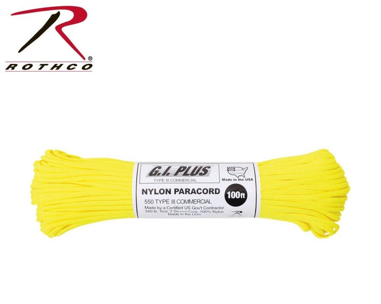 Rothco USA Paracord 550 Type 3 Yellow 30m/100ft Nylon Carousel 2