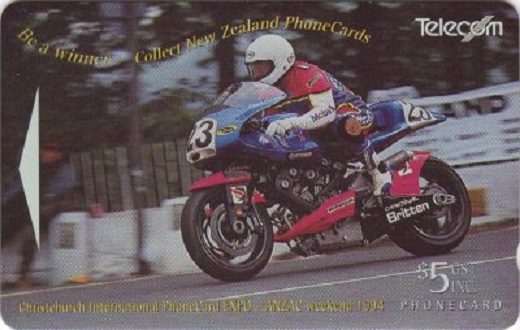 BRITTEN SUPER-BIKE V1000 1994 PHONECARD 3NZLB & TWO SPECIMEN CARDS Carousel 1