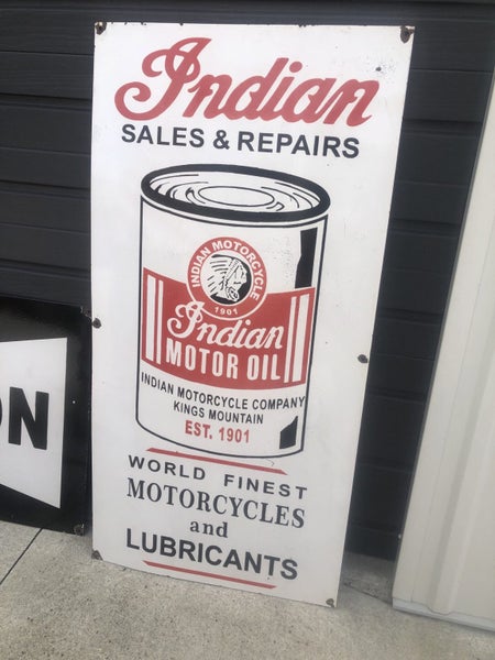Indian Motor Oil Large Porcelain Enamel Sign Carousel 1