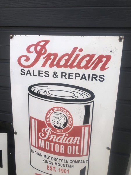 Indian Motor Oil Large Porcelain Enamel Sign Carousel 2