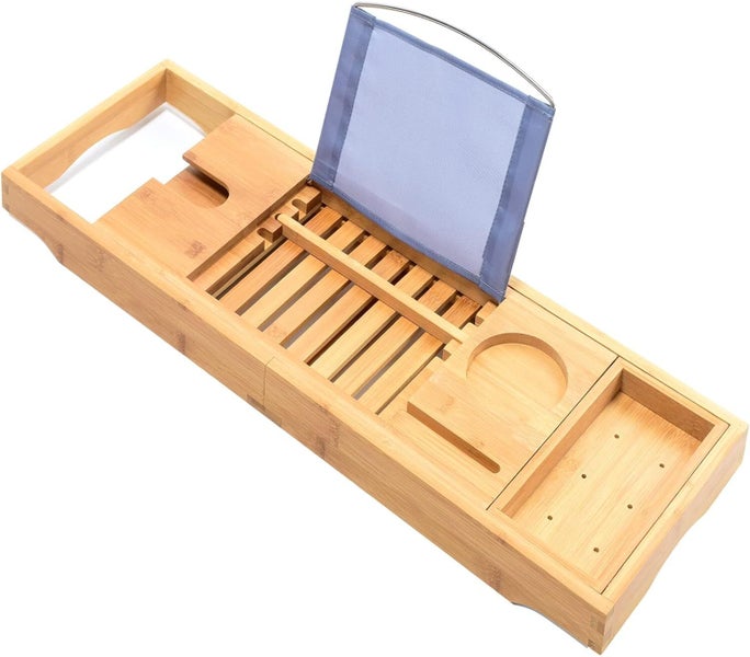 Bamboo Bath Caddy Over Tub Storage Organiser Carousel 1
