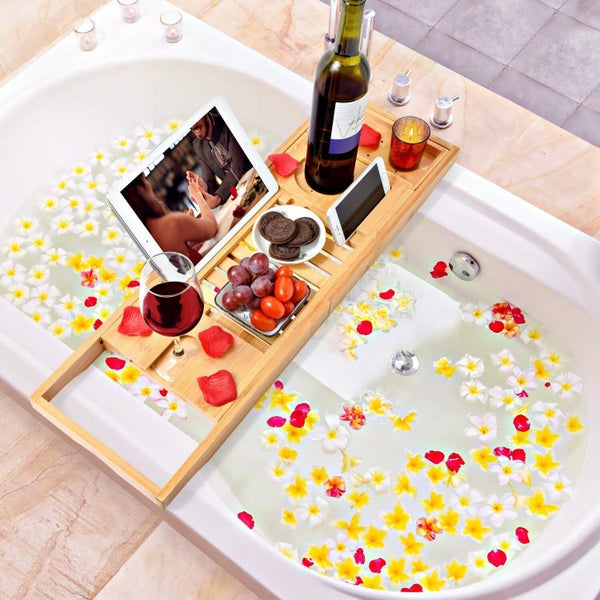 Bamboo Bath Caddy Over Tub Storage Organiser Carousel 6