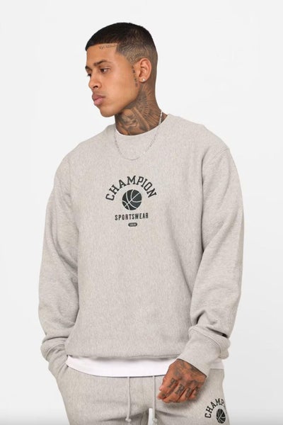 Champion Unisex Reverse Weave Clubhouse Crew in Grey Carousel 1