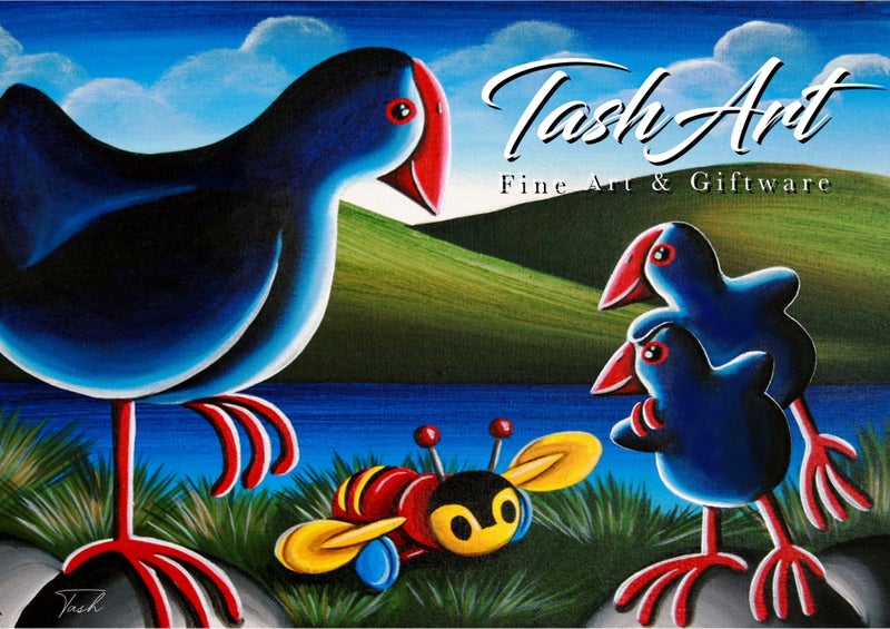 A4 ART PRINT ~ Pukekos & Buzzy Carousel 1