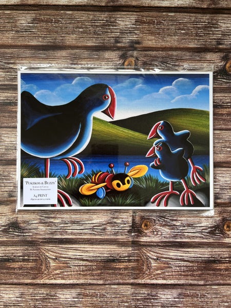 A4 ART PRINT ~ Pukekos & Buzzy Carousel 2