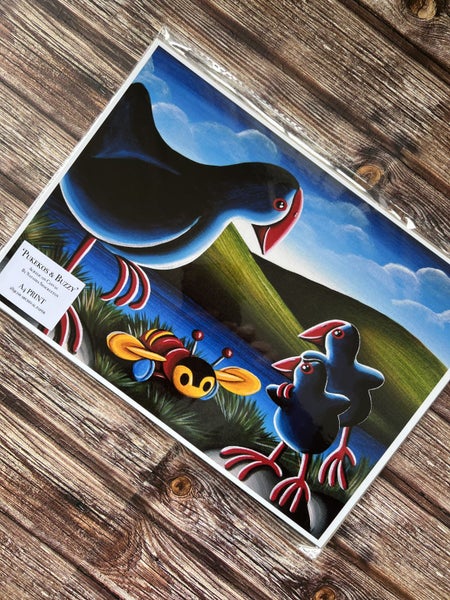 A4 ART PRINT ~ Pukekos & Buzzy Carousel 3