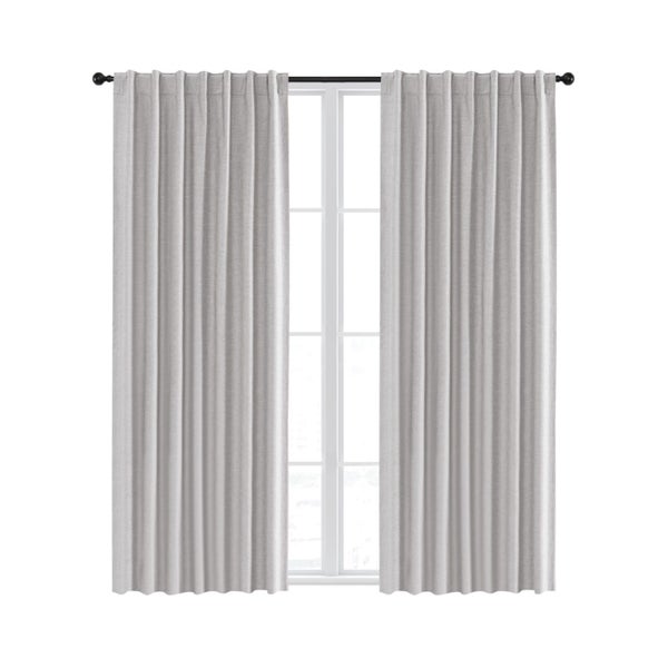 Sherwood Home 100% Blockout Tab Top Curtain Pair Grey 135x223cm Carousel 2