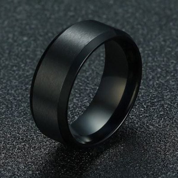 FLASH SALE! 8mm Men or Womens Black Brushed Stainless Steel Wedding Ring S8 Carousel 1