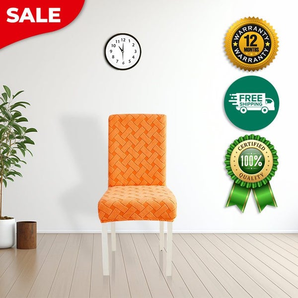 Anyseat Chair Cover Orange Knitted Design with Anti-Dirt and Elastic Material... Carousel 2