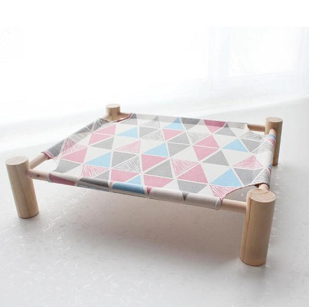 Wood Cat Bed Lounger Sleep Pet Cat Raised Hammock Carousel 2